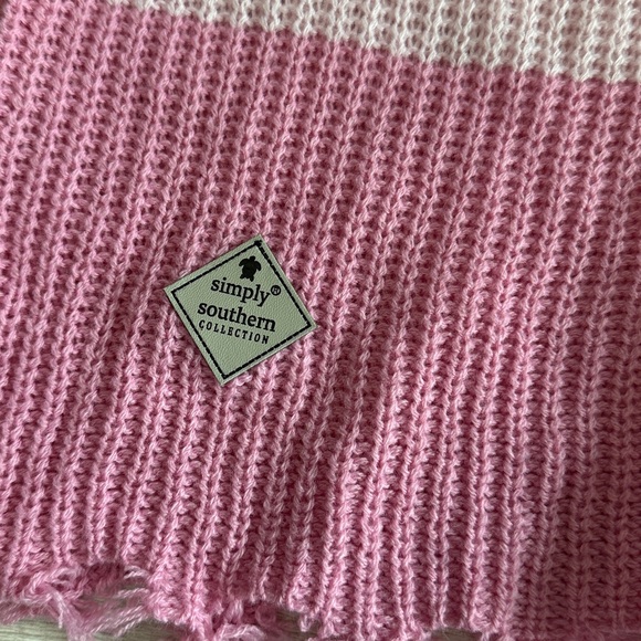 NWT Simply Southern Pink & Grey Strip Colorblock Raw Knit Sweater XL - Picture 7 of 7